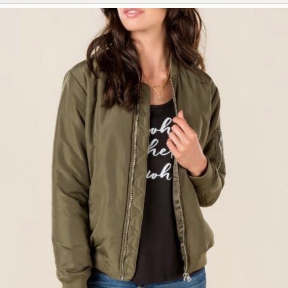 Blue Rain Army Green Basic Bomber Jacket. - image 2